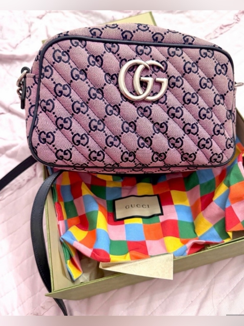 Authentic Gucci GG Mormont multicolor shoulder bag
